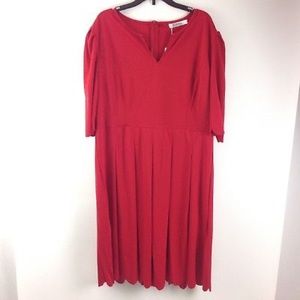 Meaneor Lace Neck Pleated Dress Swing L New